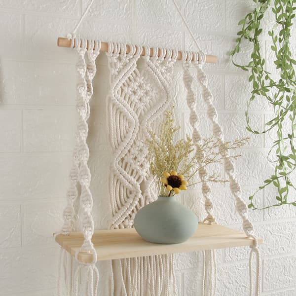 Boho Macrame Seinähylly Seinäkoriste Kutoma Tupsu T