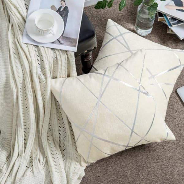 2PCS 45x45CM Elfenbensfärgade lyxiga sammetskuddfodral, Comfor