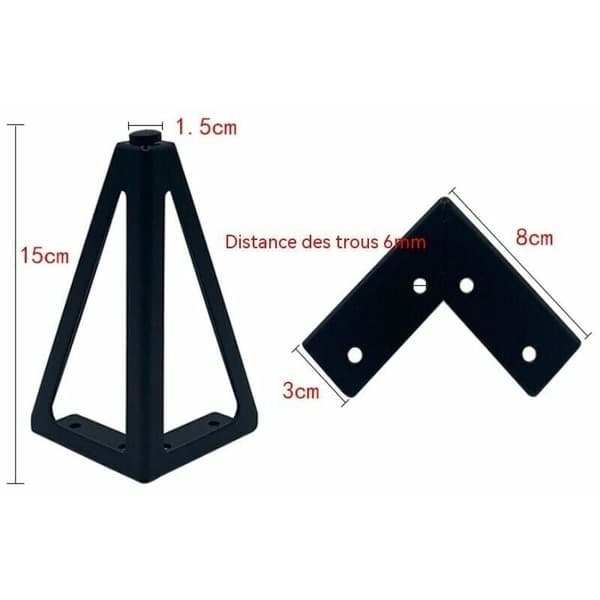 4-pack svarta metallmöbelben, 15 cm, lämpliga