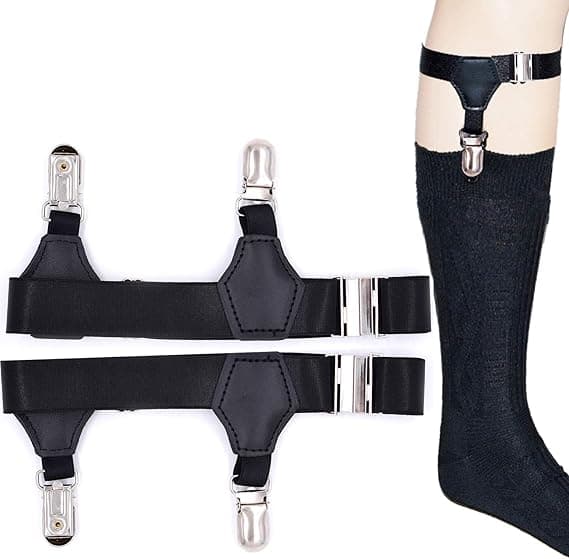 2-delad herrskjorta och sockklämmor justerbar längd svart