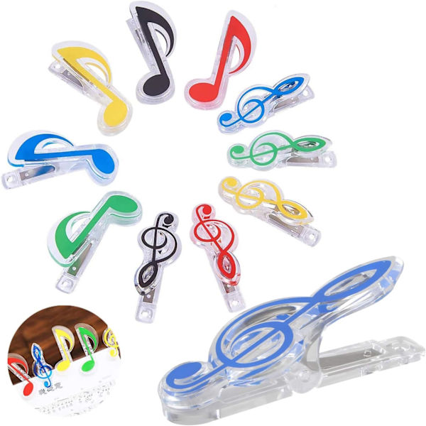 10 stk. musik symbol binder clips, noder til noder, til P