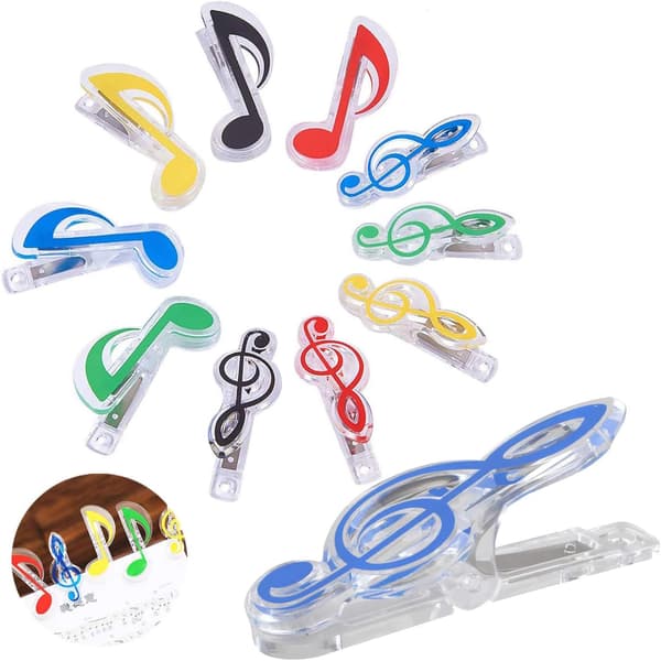 10 stk. musikknoter bindersklips, noteklips for ark