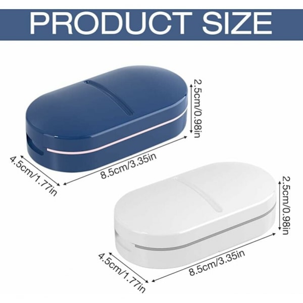 2-pack tablettdelare, 2-i-1 pillerdelare, bärbar tablettdelare,