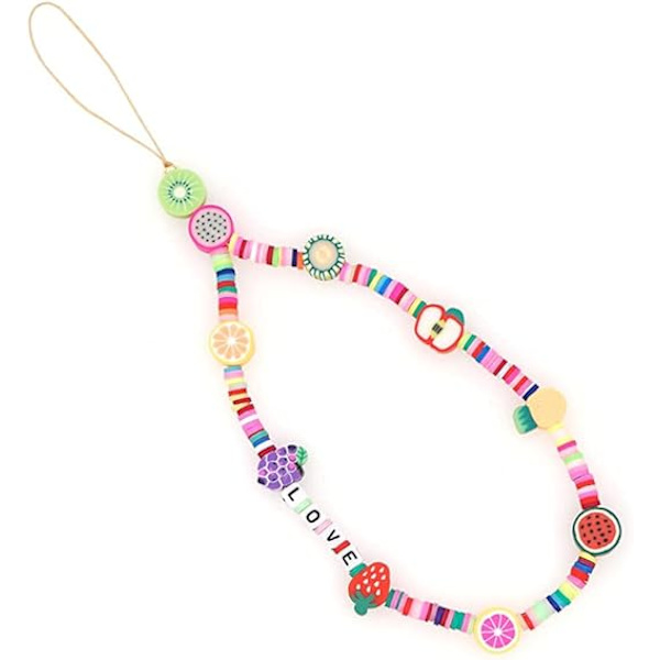 Smiley Face Flower Fruit Akryl Charm, Bohemian Telefon Henger, A