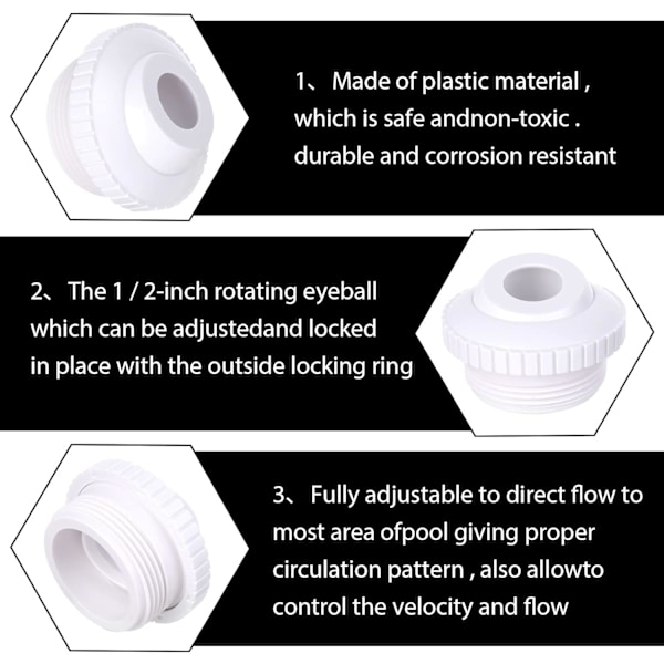 3-pack munstycken för pool, 3/4\" munstycke med 1-1/2\" Mip-gänga