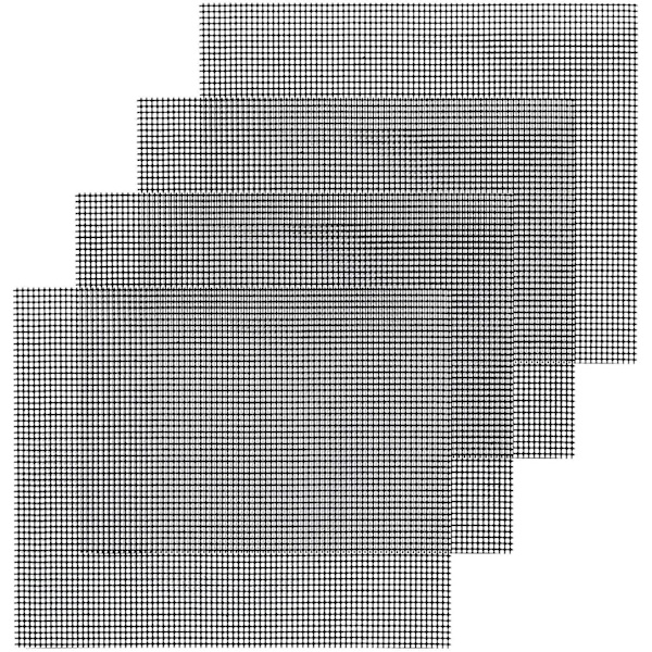 4-osainen grilli, grilliverkko, uudelleenkäytettävä ja leikattava grillausmatto, tarttumaton lasikuitugrilliverkko grillimatto ulkokäyttöön - 40x33cm