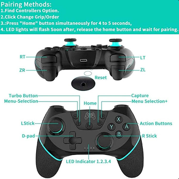 (Vit) Lämplig för spel linje handkontroll, N-Switch, Switch Pro c