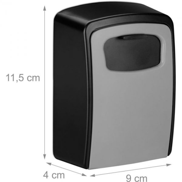 Sort/sølv 117*82*37mm sikker nøgleboks, 4-cifret kode, vægmontering
