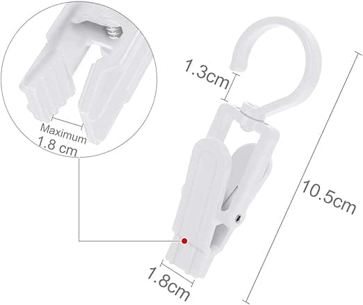 20 store klesklyper, vindskjermklips, plastklips, kan rotere