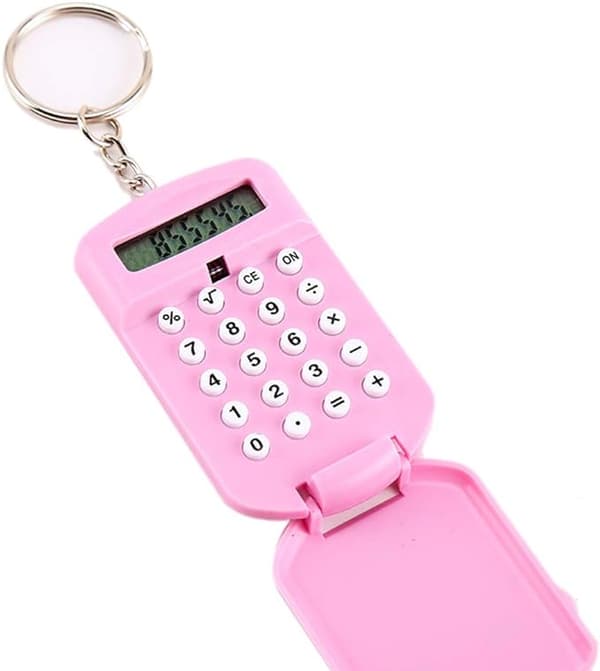 (Rosa) Söt Mini-Kalkylator med Nyckelring, 8-siffrig Display
