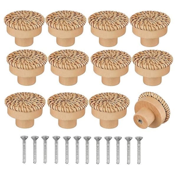 12-pack runda rottingknoppar i bohemisk stil, handgjorda.