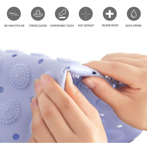 Hvit 48*48CM Anti-Skli Badematte, Kvadratisk Dusjmatte Muggsoppresistent