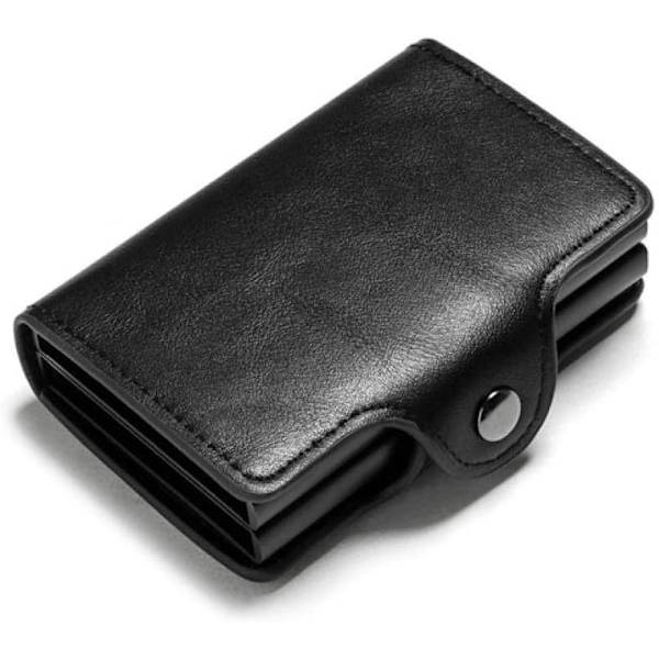 (Svart) Smart Plånbok Dubbel Box Kortfodral Metall Box Blockerar Anti