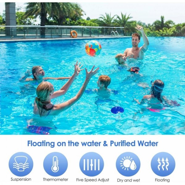 Swimmingpool klordiffusor med termometer, automatisk flyder