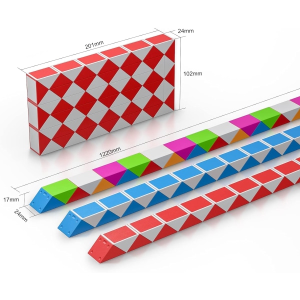 1 pakke (rød) magisk slange med 72 blokker, magisk slangekube vri puslespill - 3D-puslespillspill magisk slangekube bursdagsgave til barn og voksne