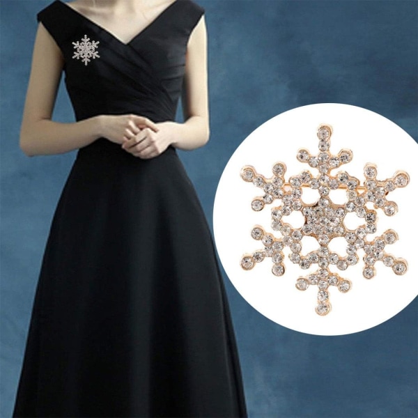 1 st Fashion (Gyllene) Snowflake Strassbroschnål jul