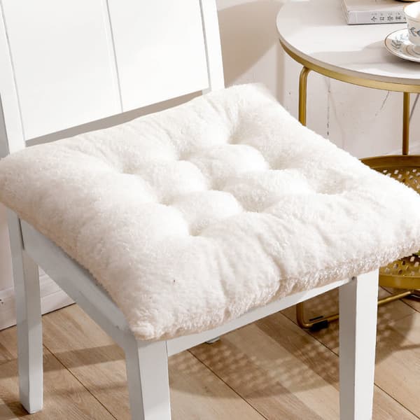 (40cm, Off-white Square) Komfortabel Kunstlammeull Stolpute, Myk Fluff