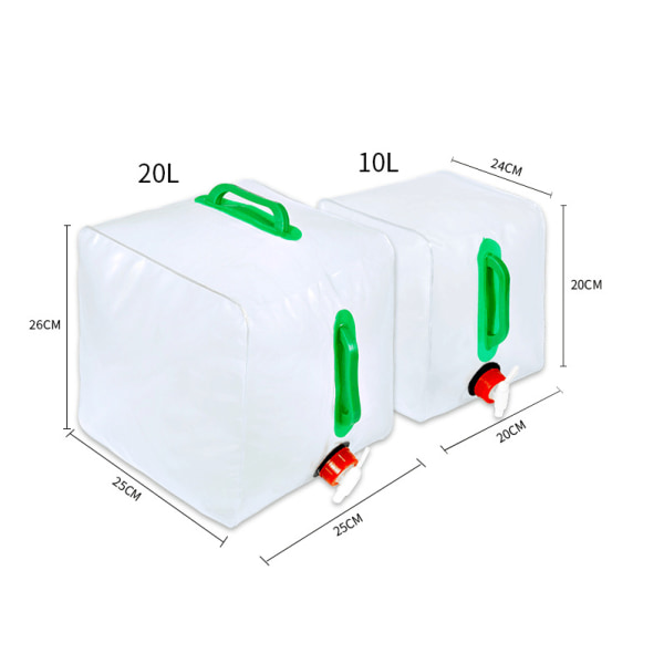 4 stk sammenleggbar vanntank, 20L sammenleggbar og bærbar drikke