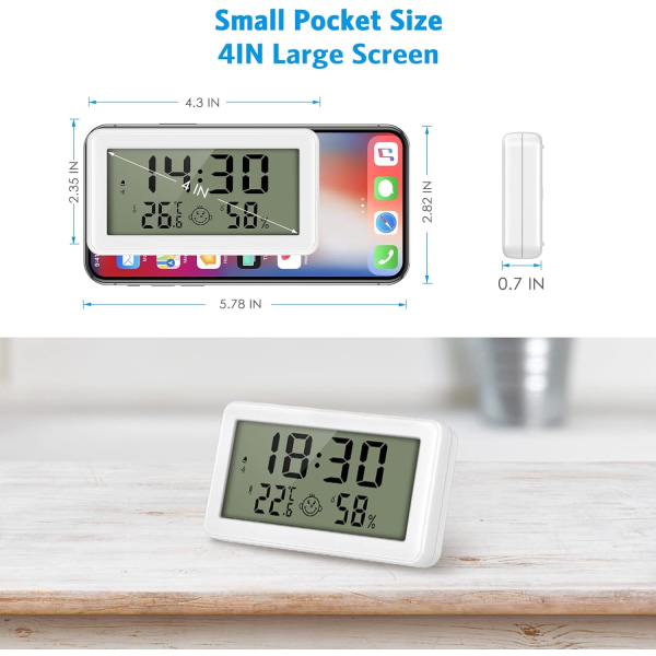 Indendørs termometer, digitalt termometer hygrometer, digital termometer