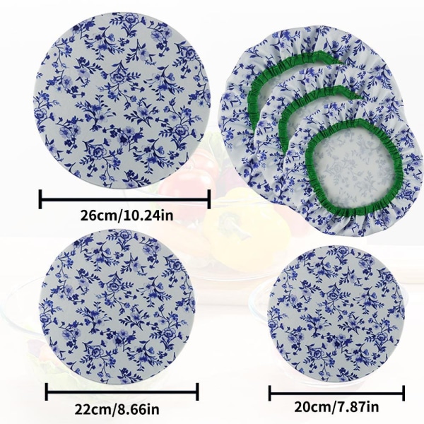 3-pack återanvändbara skålskydd - vit och blå, tvättbar flexibel C