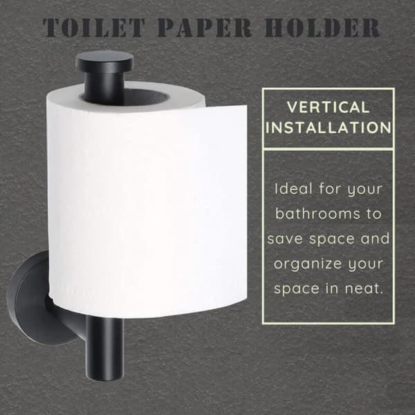 1 stk. (sort) vægmonteret toiletpapirholder i rustfrit stål 304