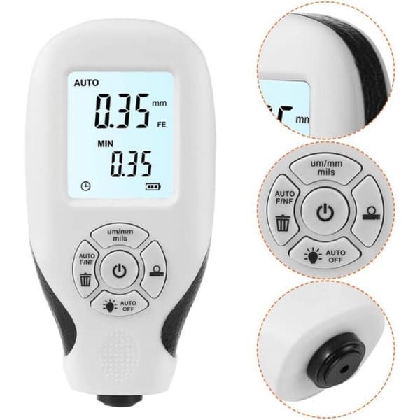 (Hvid) Coating Thickness Gauge, Car Paint Depth Gauge med LCD D