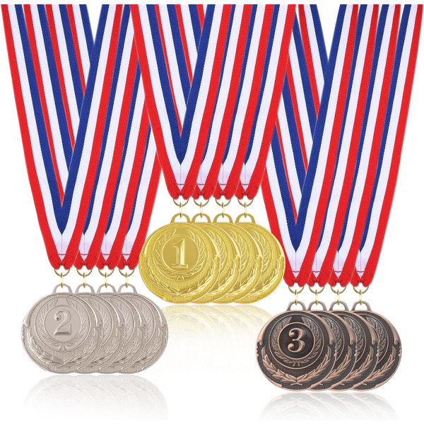 12 stycken metallmedaljer, medaljer för barn, olympisk medalj, sport