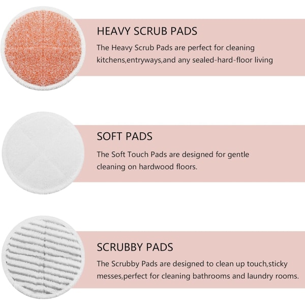 8 pieces For replacing steam mop pads: 4 heavy duty scrubbing pad