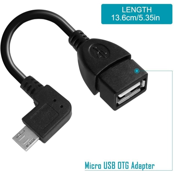 Android-nettbrettadapterkabelbunter - Micro USB OTG Vinklet, Mini