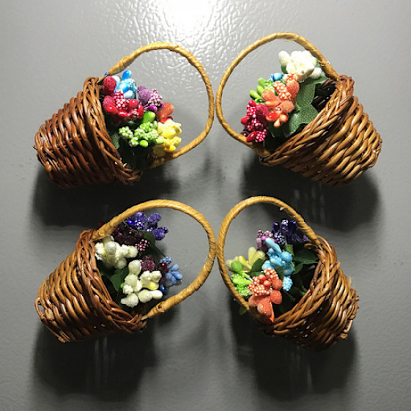 4 stk blomsterkurv tredimensjonal hagearbeid refrige