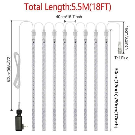 30cm 8 rør vandtæt LED flimrende meteor lyskæde lampe Fa