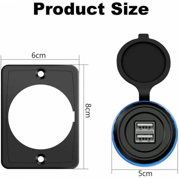 12V USB-stik 12V USB-port Dobbelt USB-stik Campingbil 12V, 3.1A