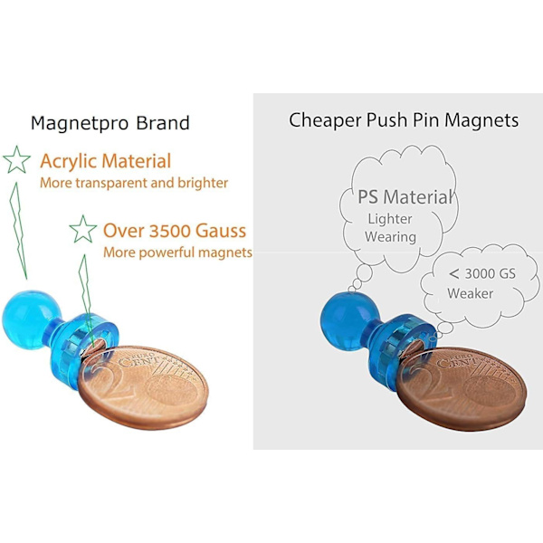 21 kappaletta valkotaulu jääkaapin magneetteja, vahvat magneettiset painonapit