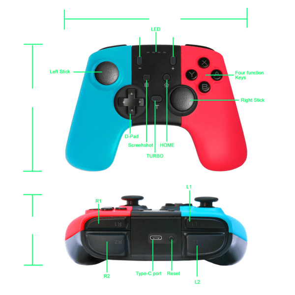 Trådlös Switch Controller, Controller för Nintendo Switch Pro, N
