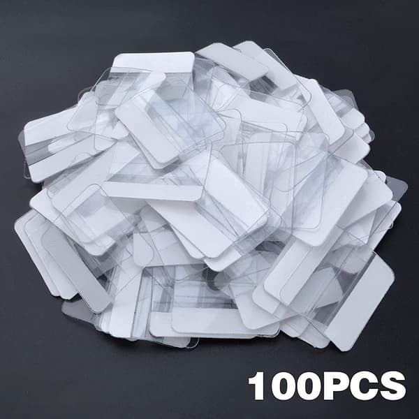 100 stk. plastik ørestikadapter, klar pvc plastik smykkekort, e