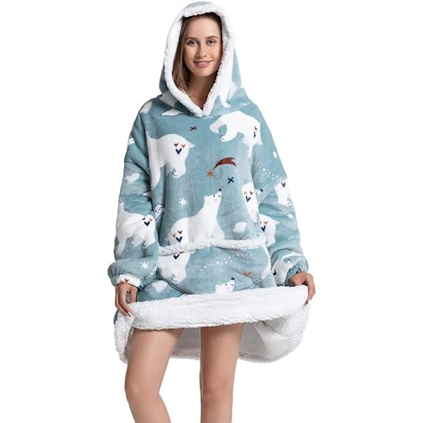 Blød hættetrøje tæppe - Isbjørn 90x75cm Pullover Varm hættetrøje Over