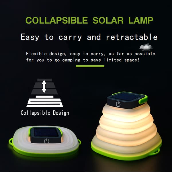Campinglys Lanterne, Solcelledrevet LED-lampe Foldbar LED-lanterne