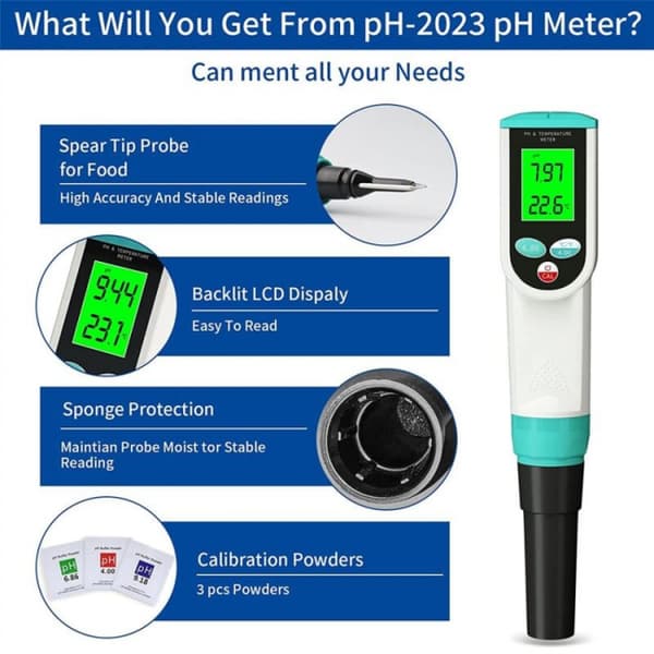 PH-meter med ATC mat PH-tester, vanntett digital mat PH-mete