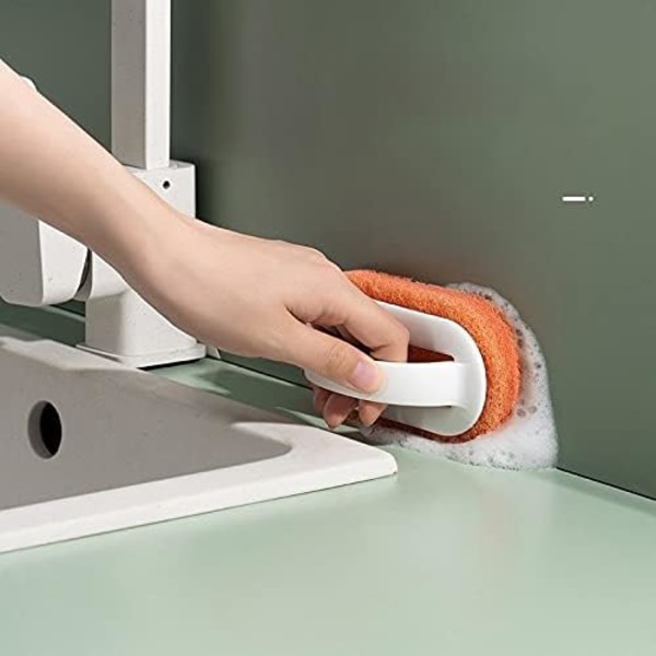 Set med 3 (2 orange + 1 gul) svamp tork kök borste diskbänk