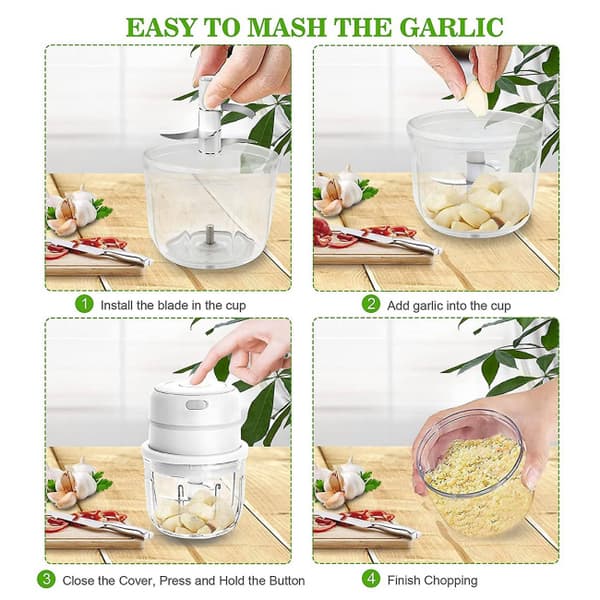 Elektrisk Mini Madhakker, Mini Hvidløgshakker Mini Foodprocessor