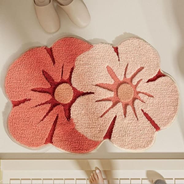 45 x 70 cm Bademåtte, Blød Tyknet Mikrofiber Blomst Badeværelsesmåtte, Stærk
