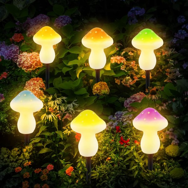 6 kpl Mushroom Solar Lights, 8 Mallit Solar Garden Lights, Outdoor