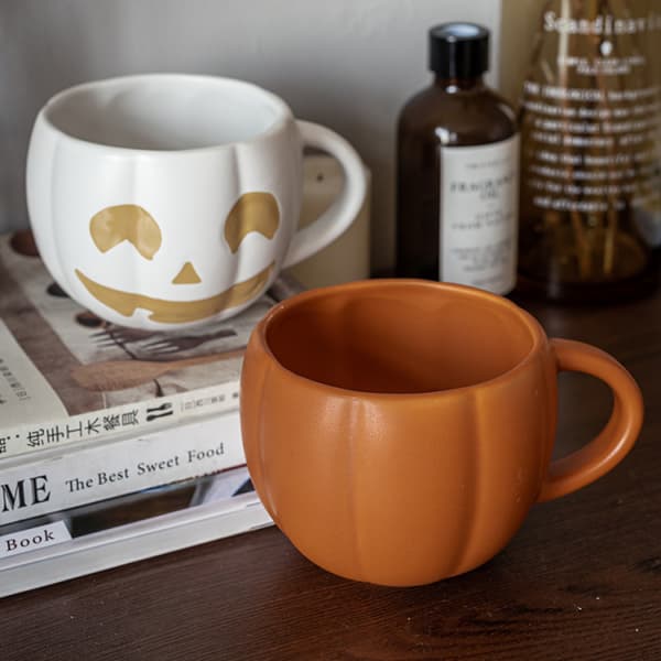 Orange Pumpa Kopp Keramisk Kaffemugg Halloween Kaffemugg Tema