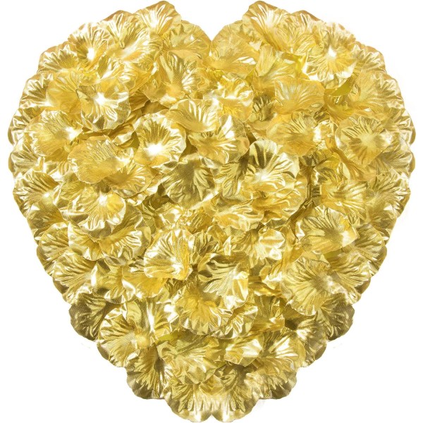 2000 kunstige roseblader - gull, for Valentinsdagens ekteskap