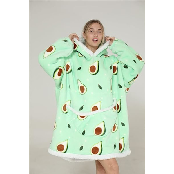 Blød hættetrøje tæppe -Grøn 90x75cm Pullover varm hættetrøje Oversized