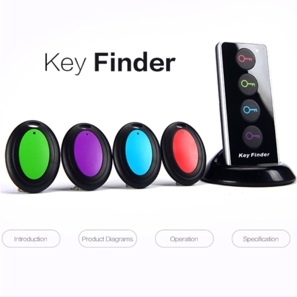 Anti-Lost Object and Key Finder, Wireless Keyfinder, 4 mottagare