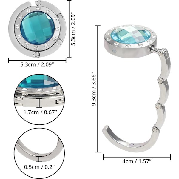 Set med 6 bärbara handväskkrokar - Silver hopfällbar väska krok - Hopfällbar metall handväska hållare för bord, restaurang, kontor, barer och kaféer - Present till flicka/kvinnor