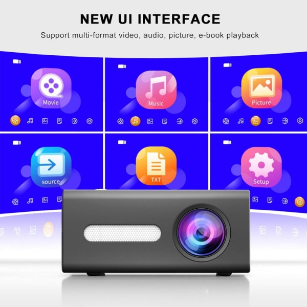 Mini Bærbar Trådløs Projektor (EU Sort), Hjemmeprojektor Kompatibel