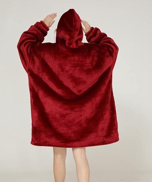 Blød hættetrøje tæppe - Vinrød 90x75cm Pullover Varm hættetrøje Oversi