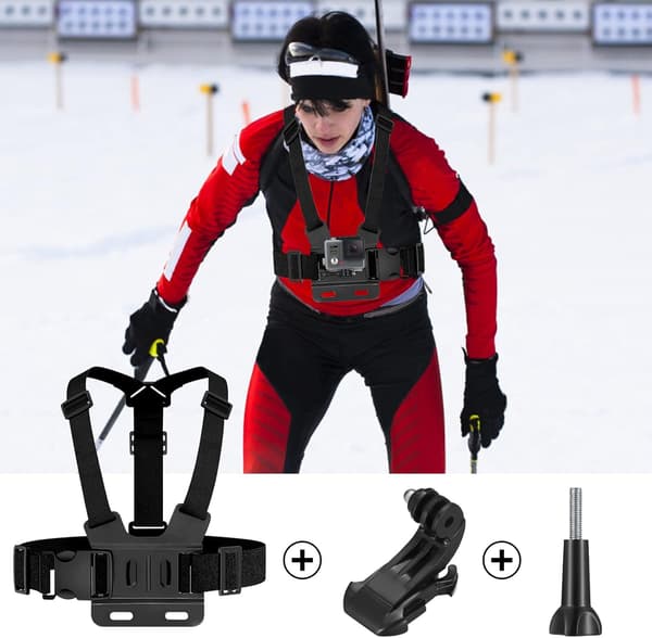 Kompatibel med GoPro 9-i-1 tilbehørssett, brystsele, hode